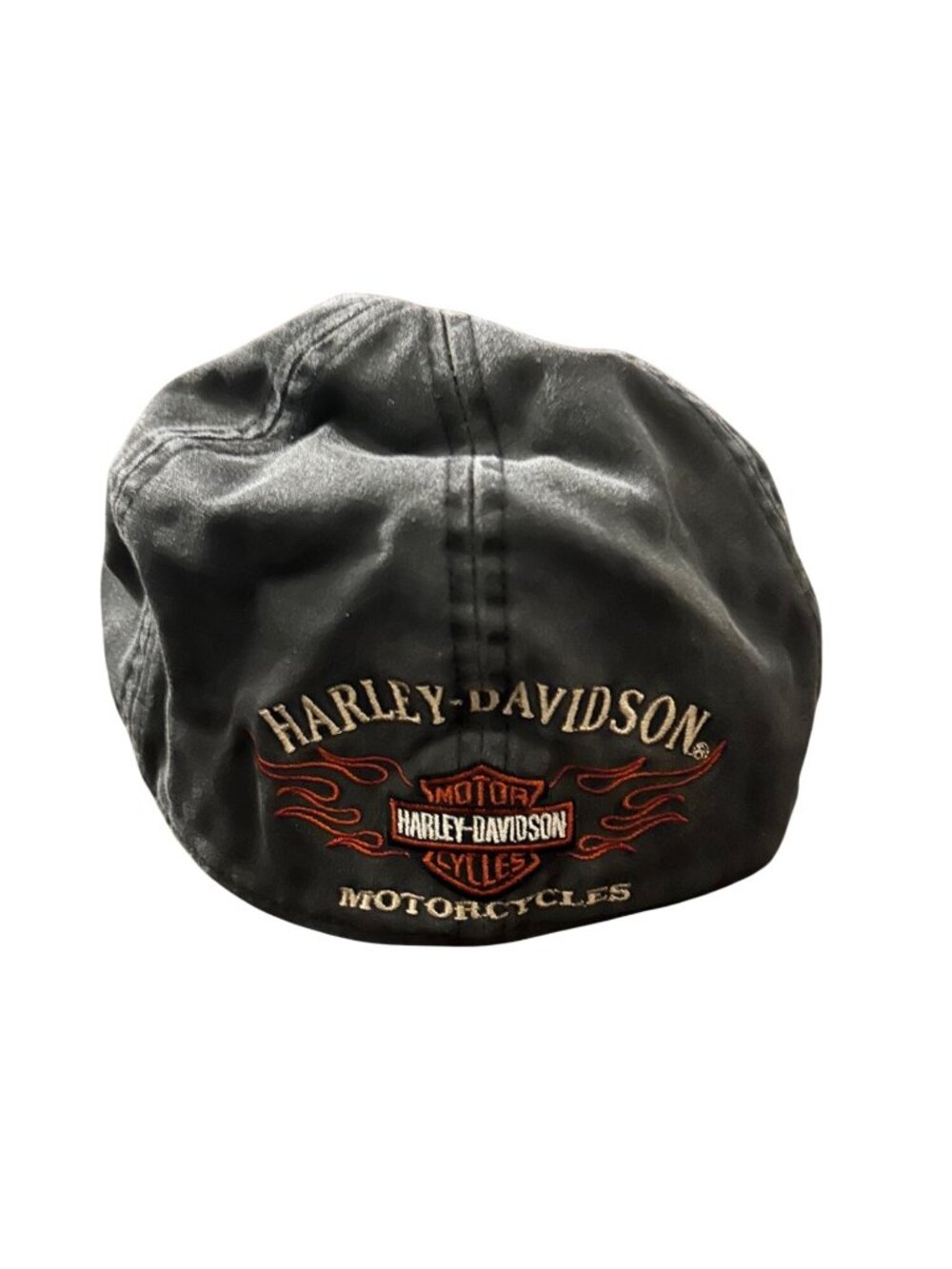 Harley-Davidson Black Newsboy Cap With Embroidered Logo Large Cotton Blend